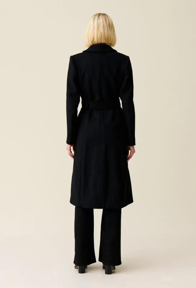 Claudie Pierlot Long Belted Navy Coat Clothes Coats