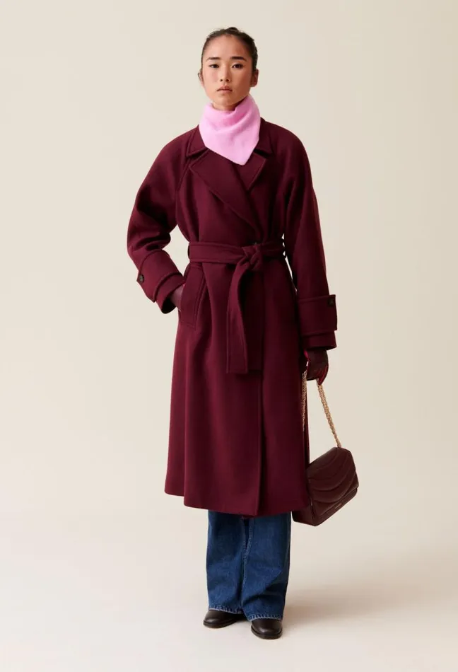Claudie Pierlot Long Burgundy Trench Coat Clothes Coats