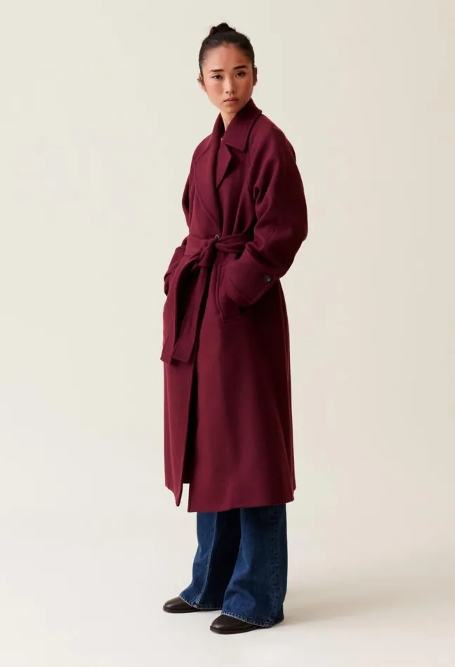Claudie Pierlot Long Burgundy Trench Coat Clothes Coats