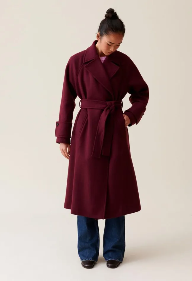 Claudie Pierlot Long Burgundy Trench Coat Clothes Coats
