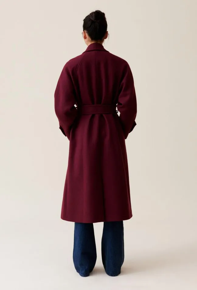 Claudie Pierlot Long Burgundy Trench Coat Clothes Coats