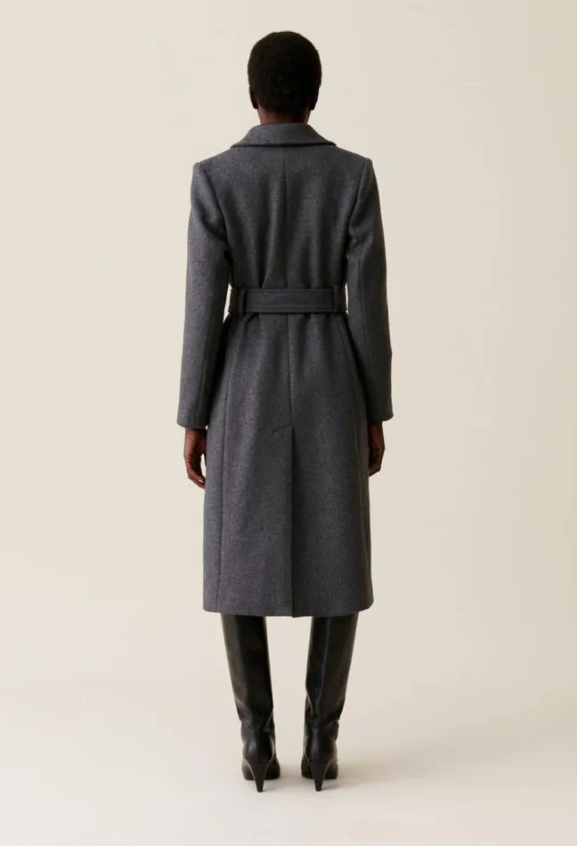 Claudie Pierlot Long Grey Belted Coat Clothes Coats