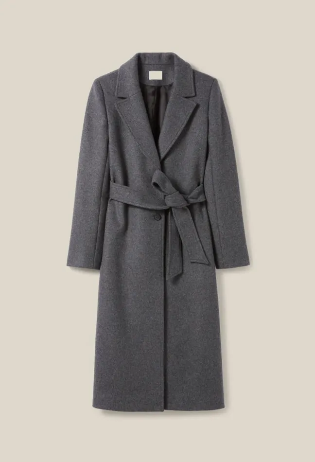 Claudie Pierlot Long Grey Belted Coat Clothes Coats
