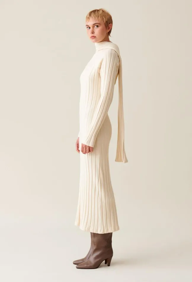 Claudie Pierlot Long Knitted Dress With Tie Scarf Clothes Dresses