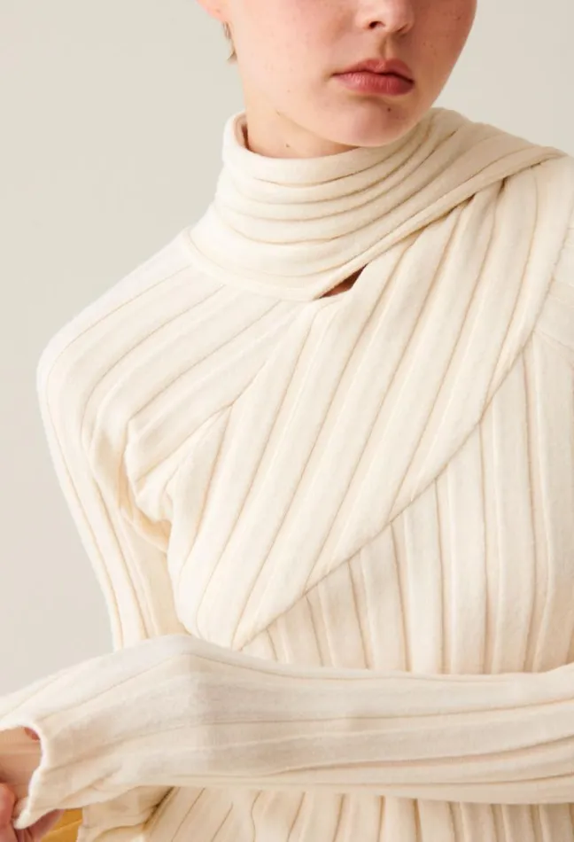 Claudie Pierlot Long Knitted Dress With Tie Scarf Clothes Dresses