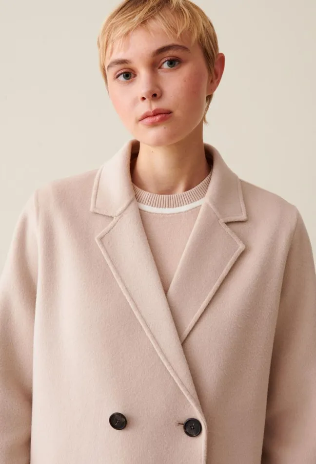 Claudie Pierlot Midlength Beige Wool Blend Coat Clothes Coats
