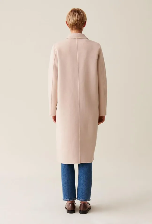 Claudie Pierlot Midlength Beige Wool Blend Coat Clothes Coats