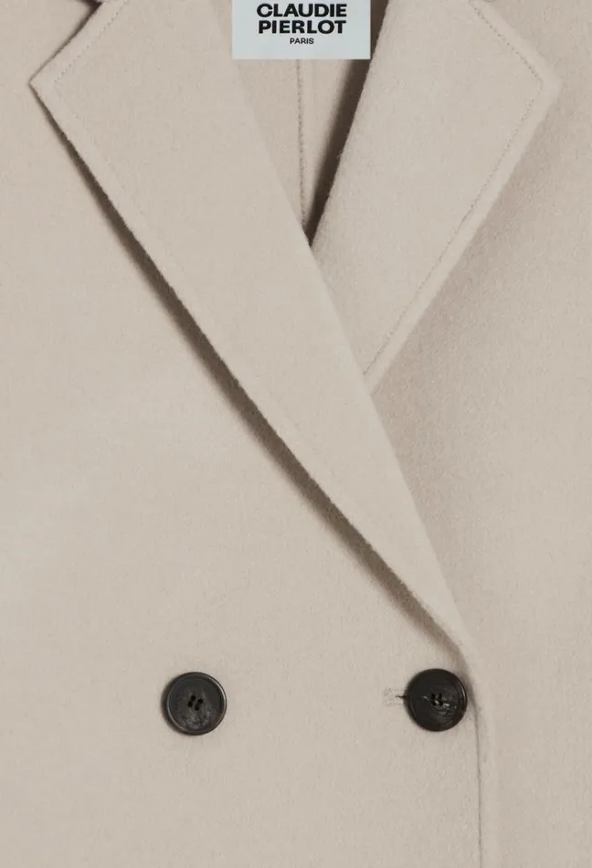 Claudie Pierlot Midlength Beige Wool Blend Coat Clothes Coats