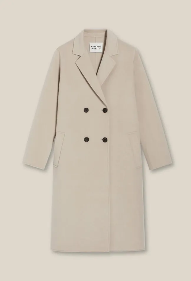 Claudie Pierlot Midlength Beige Wool Blend Coat Clothes Coats