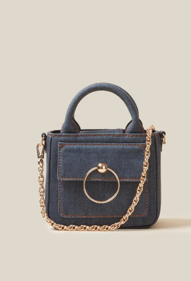 Claudie Pierlot Mini Anouck Denim Chain Bag Bags Small Bags
