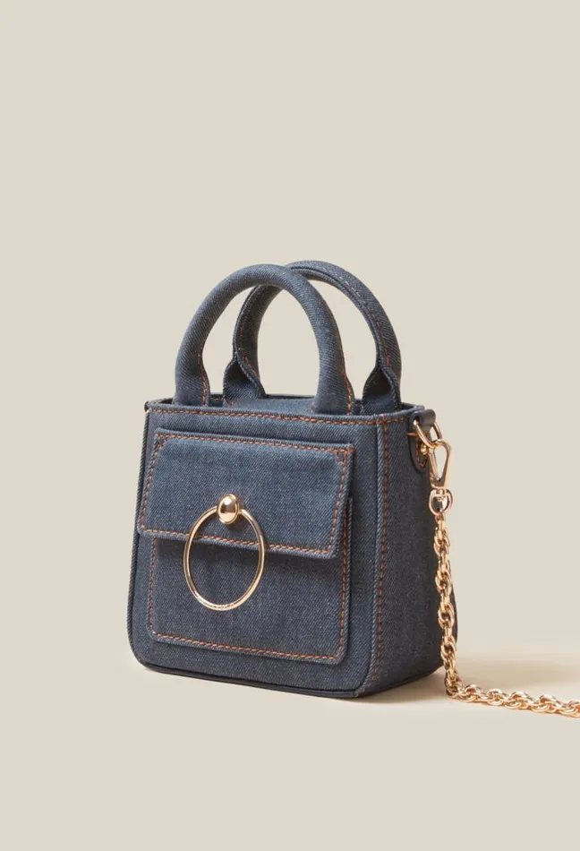 Claudie Pierlot Mini Anouck Denim Chain Bag Bags Small Bags