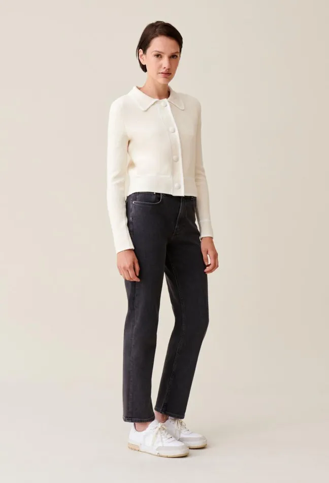 Claudie Pierlot Mottled Cardigan With Piping Clothes Knitwear And Cardigans