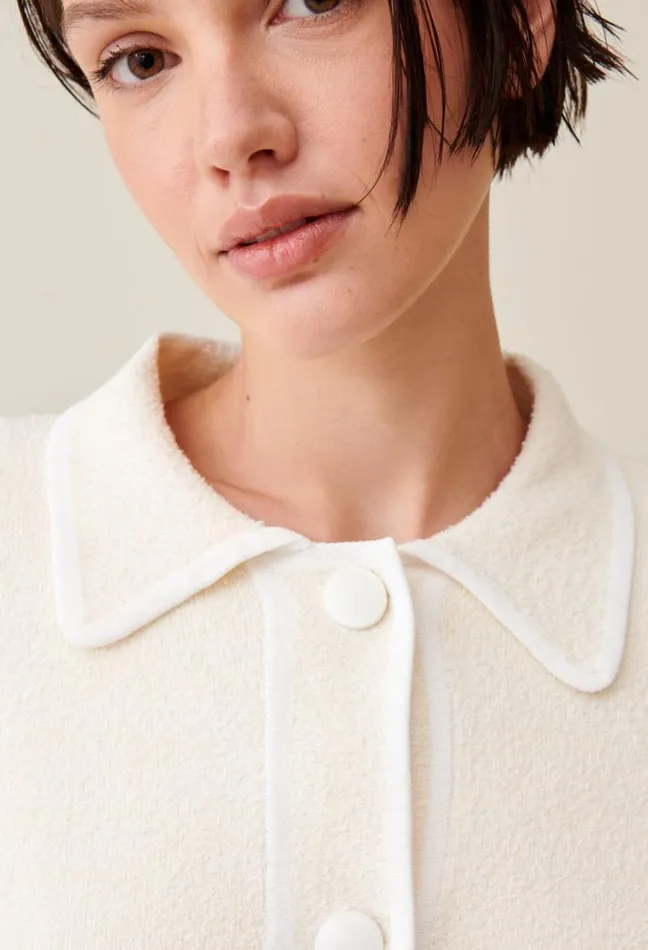 Claudie Pierlot Mottled Cardigan With Piping Clothes Knitwear And Cardigans