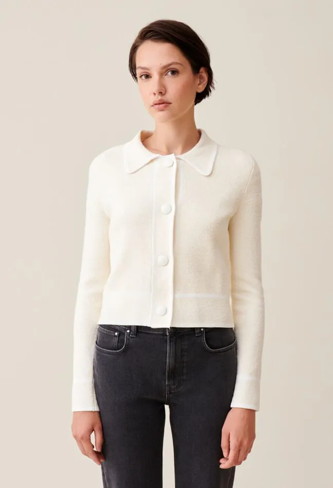 Claudie Pierlot Mottled Cardigan With Piping Clothes Knitwear And Cardigans