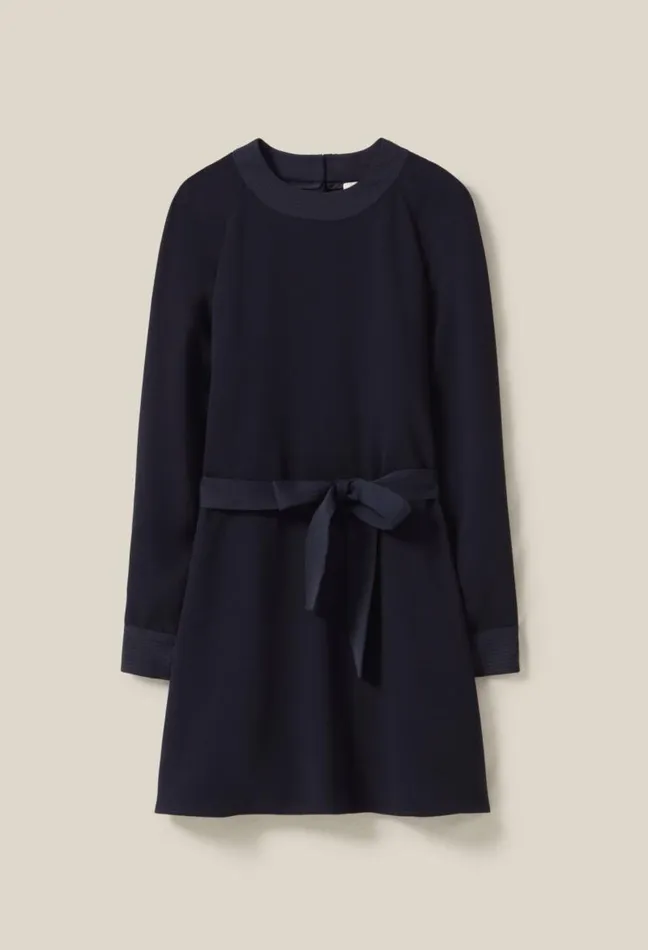 Claudie Pierlot Navy Belted Babydoll Dress Clothes Dresses