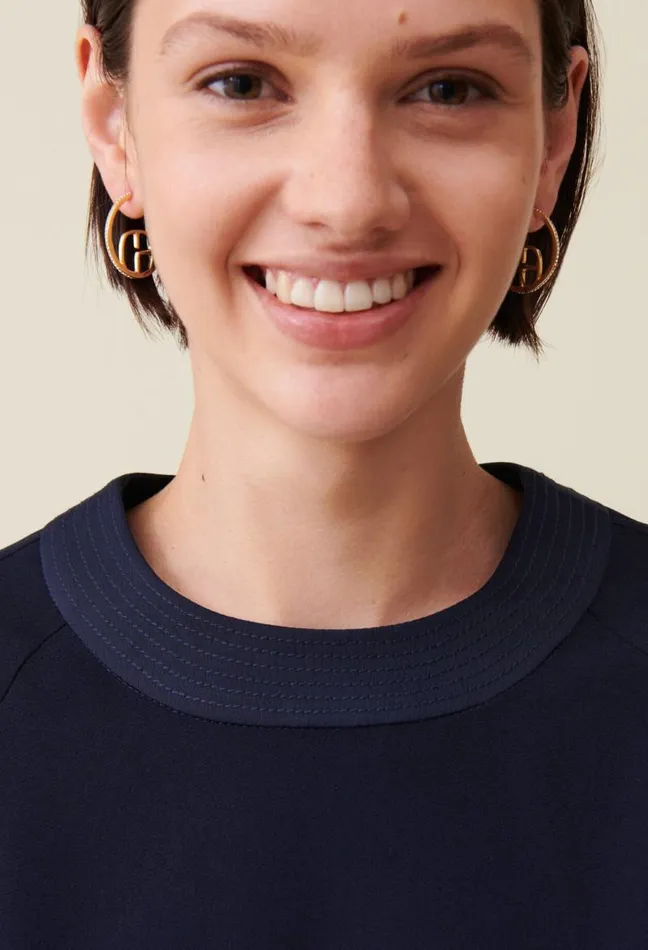 Claudie Pierlot Navy Belted Flowy Blouse Clothes Tops And Shirts
