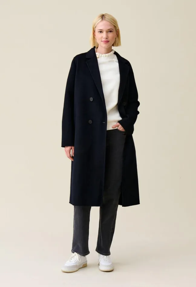 Claudie Pierlot Navy Blue Midlength Wool Coat Clothes Coats