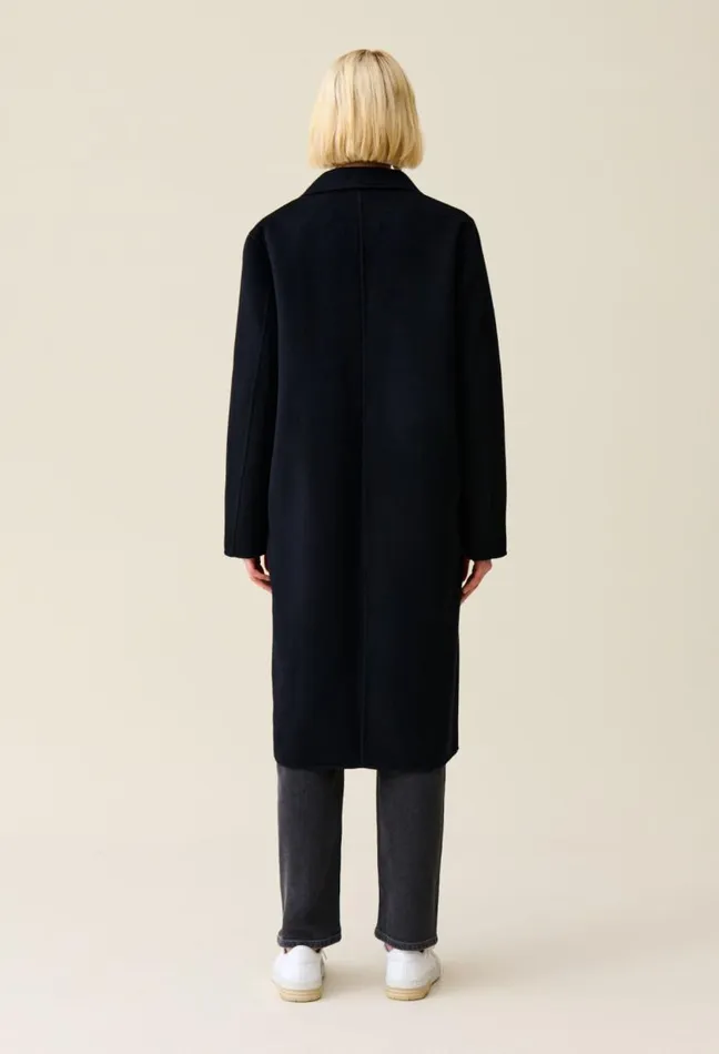Claudie Pierlot Navy Blue Midlength Wool Coat Clothes Coats