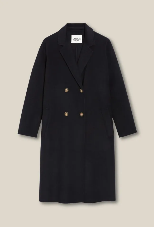 Claudie Pierlot Navy Blue Midlength Wool Coat Clothes Coats