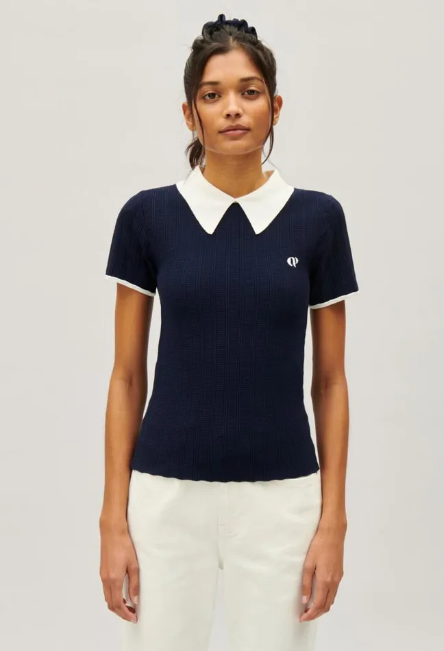 Claudie Pierlot Navy Blue Tennis Top Clothes Knitwear And Cardigans