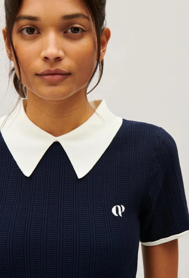 Claudie Pierlot Navy Blue Tennis Top Clothes Knitwear And Cardigans