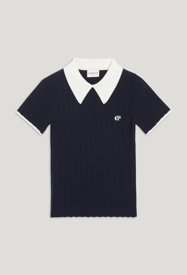 Claudie Pierlot Navy Blue Tennis Top Clothes Knitwear And Cardigans