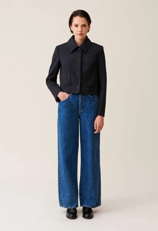 Claudie Pierlot Navy Boxy Jacket Clothes Jackets