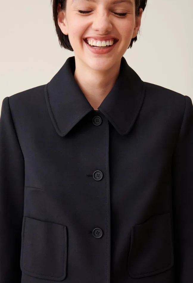 Claudie Pierlot Navy Boxy Jacket Clothes Jackets