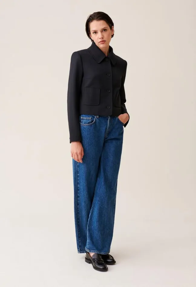 Claudie Pierlot Navy Boxy Jacket Clothes Jackets