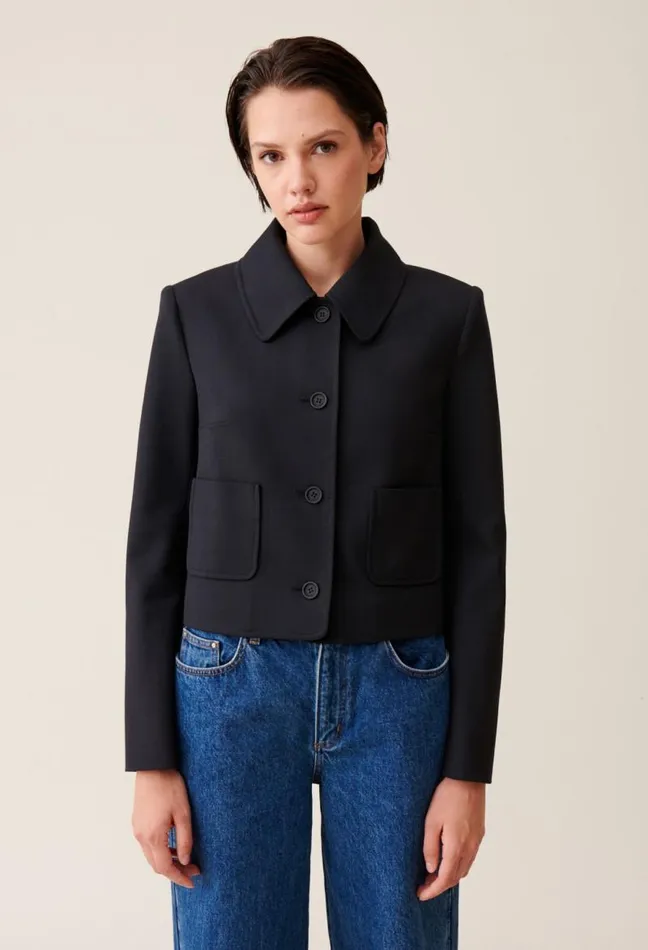 Claudie Pierlot Navy Boxy Jacket Clothes Jackets