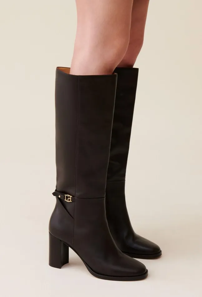 Claudie Pierlot Patent Leather CP Logo Boots Shoes Ankle Boots