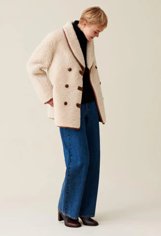 Claudie Pierlot Reversible Ecru Wool Coat Clothes Coats