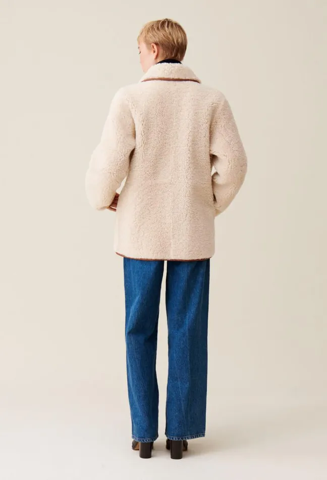 Claudie Pierlot Reversible Ecru Wool Coat Clothes Coats