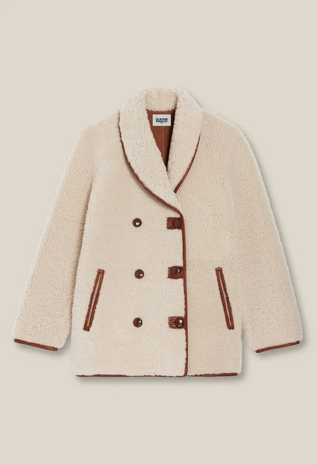 Claudie Pierlot Reversible Ecru Wool Coat Clothes Coats