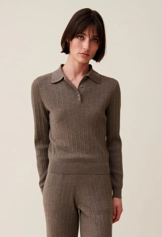 Claudie Pierlot Ribbed Polo Sweater Clothes Knitwear And Cardigans