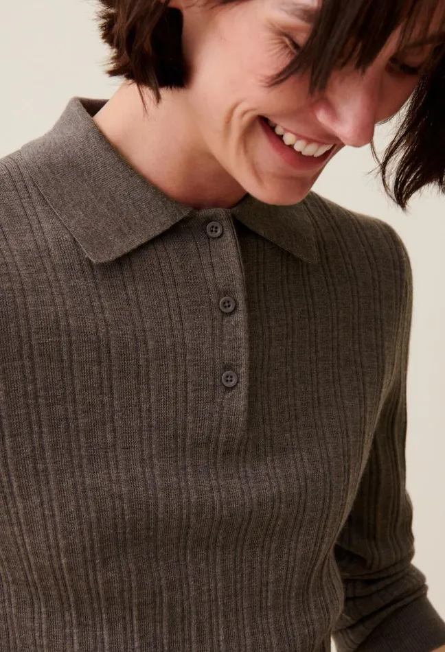 Claudie Pierlot Ribbed Polo Sweater Clothes Knitwear And Cardigans