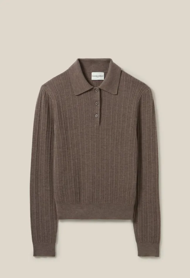 Claudie Pierlot Ribbed Polo Sweater Clothes Knitwear And Cardigans