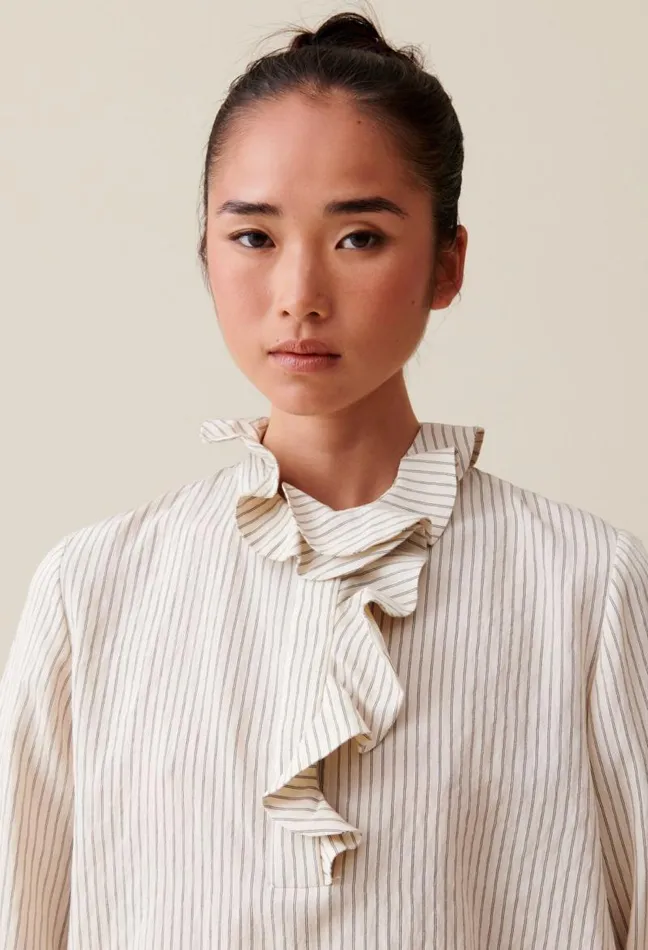 Claudie Pierlot Ruffled Striped Blouse Clothes Tops And Shirts