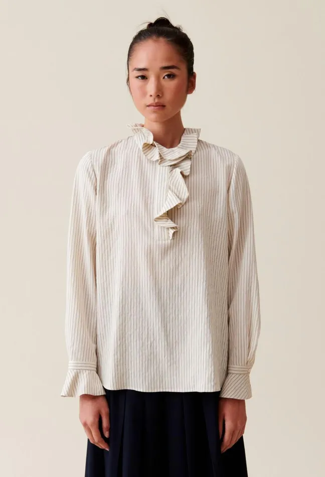 Claudie Pierlot Ruffled Striped Blouse Clothes Tops And Shirts