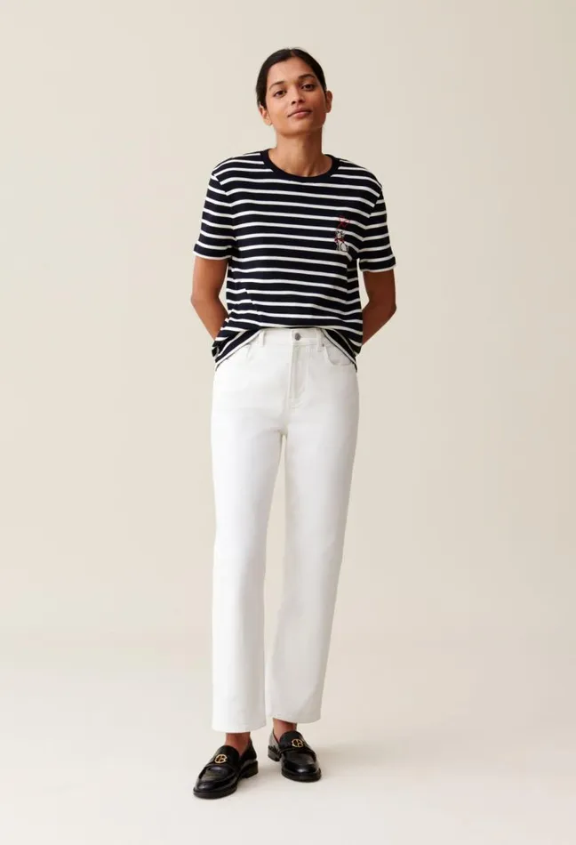 Claudie Pierlot Sailor Tshirt Jean Toto Embroidery Clothes Tshirts