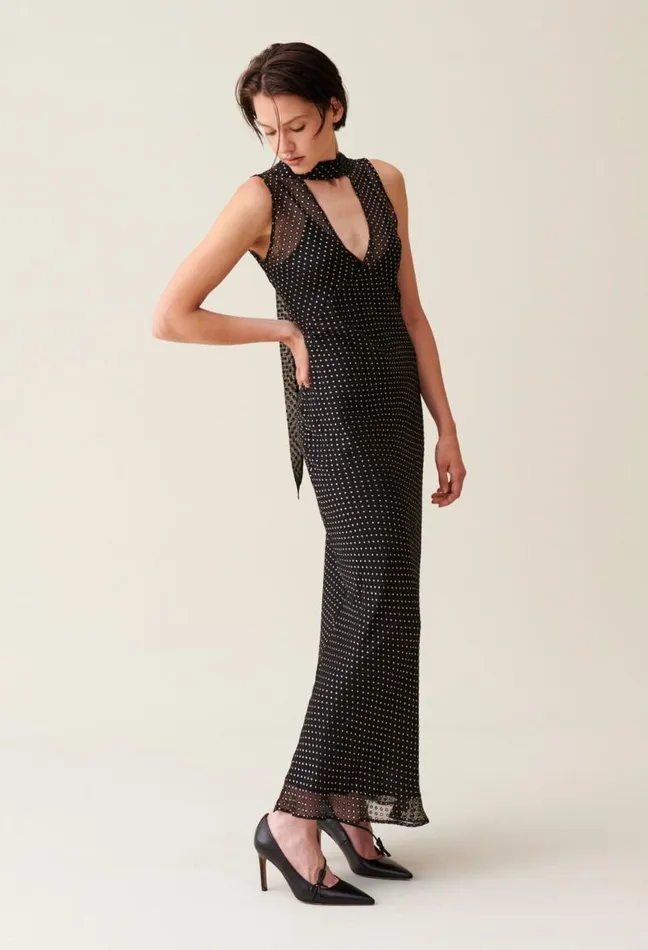 Claudie Pierlot Sheer Polkadot Maxi Dress Clothes Dresses