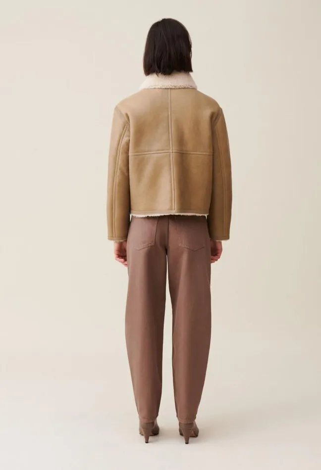 Claudie Pierlot Short Beige Shearling Jacket Clothes Coats