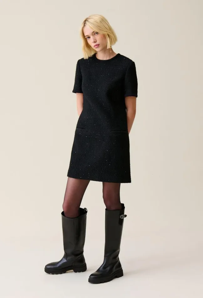 Claudie Pierlot Short Black Tweed Dress Clothes Dresses