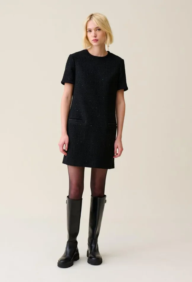 Claudie Pierlot Short Black Tweed Dress Clothes Dresses