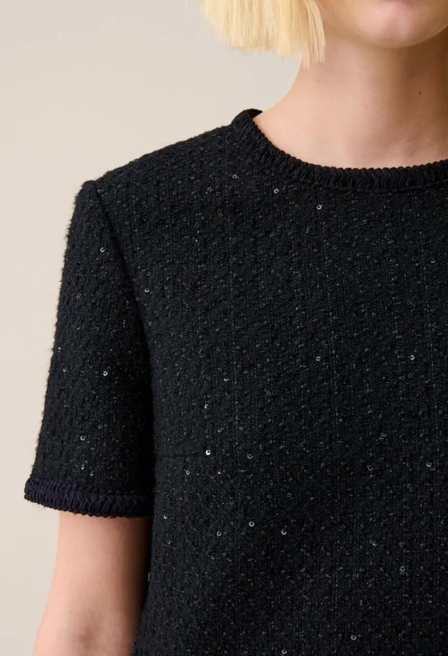 Claudie Pierlot Short Black Tweed Dress Clothes Dresses