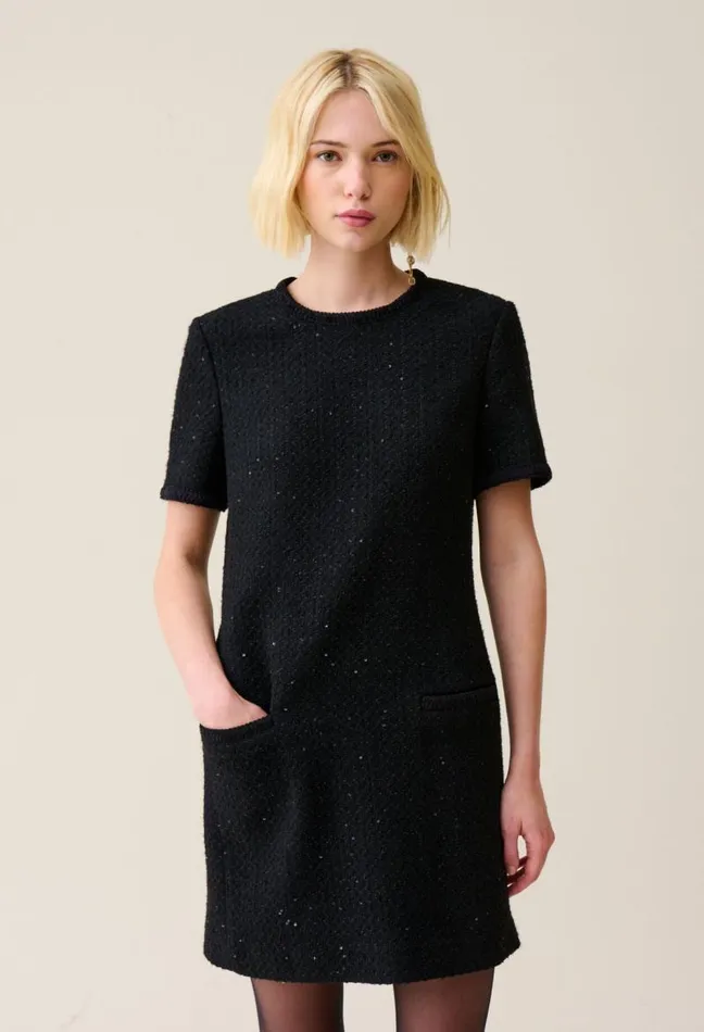 Claudie Pierlot Short Black Tweed Dress Clothes Dresses