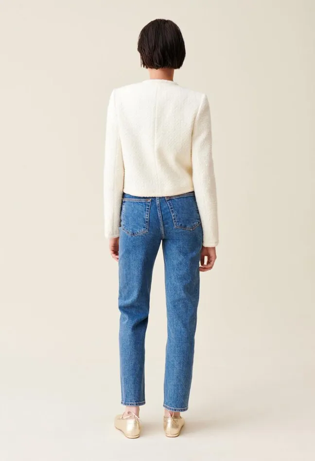 Claudie Pierlot Short Ivory Tweed Jacket Clothes Jackets