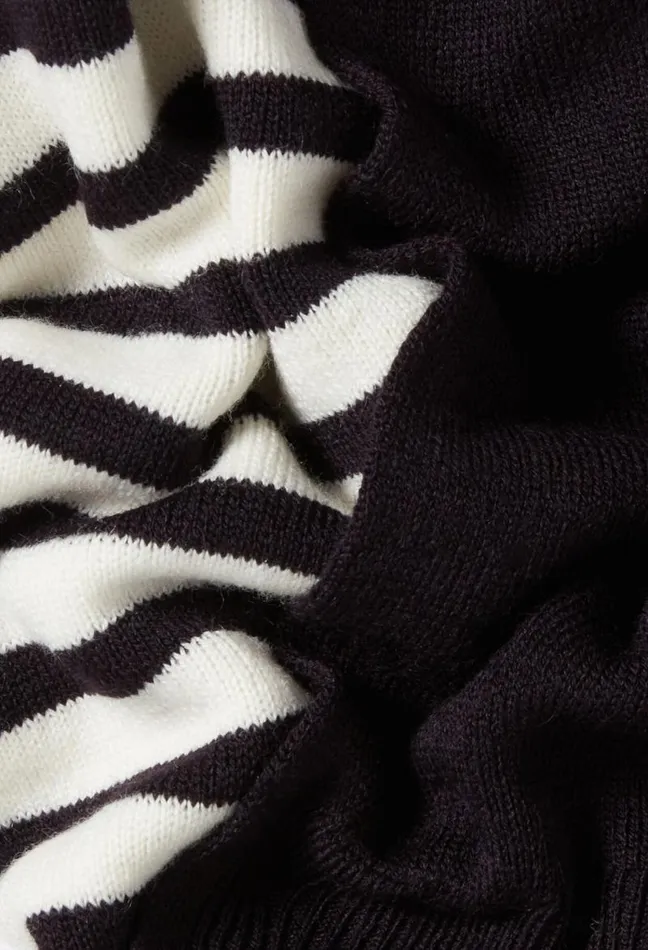 Claudie Pierlot Short Striped Jumper With Plain Flap Clothes Knitwear And Cardigans