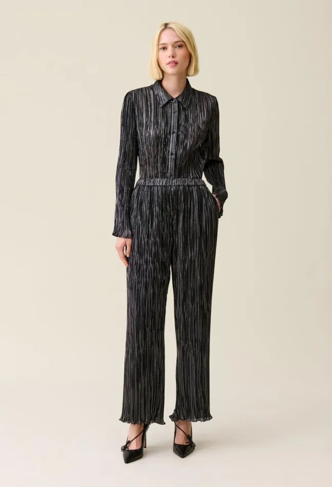 Claudie Pierlot Silver Pleated Fluid Blouse Clothes Tops And Shirts