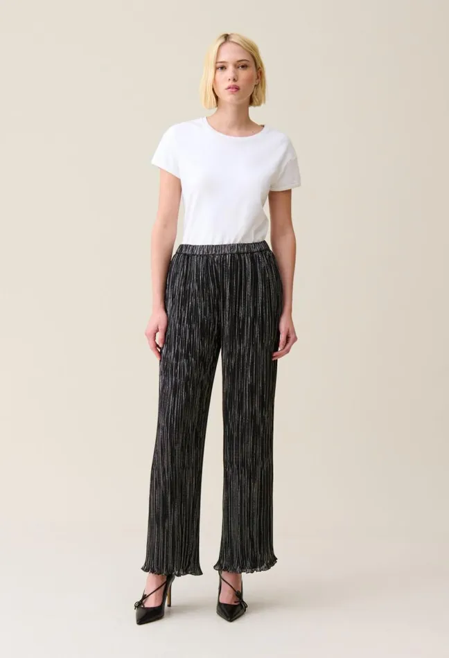 Claudie Pierlot Silver Pleated Fluid Trousers Clothes Jeans And Trousers